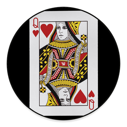 Queen Of Hearts Playing Card Print Round Floor Mat