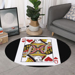 Queen Of Hearts Playing Card Print Round Rug