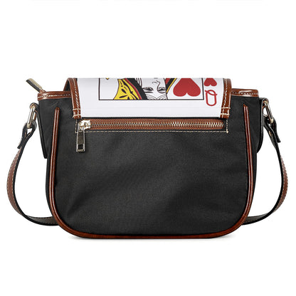 Queen Of Hearts Playing Card Print Saddle Bag