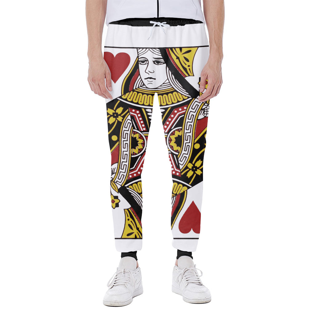 Queen Of Hearts Playing Card Print Scuba Joggers