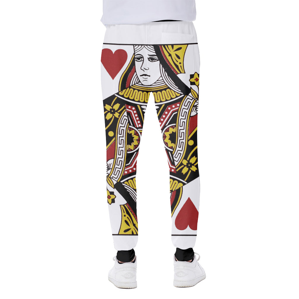 Queen Of Hearts Playing Card Print Scuba Joggers