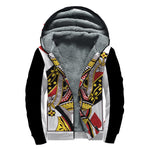 Queen Of Hearts Playing Card Print Sherpa Lined Zip Up Hoodie