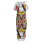 Queen Of Hearts Playing Card Print Short Sleeve Long Nightdress