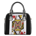 Queen Of Hearts Playing Card Print Shoulder Handbag