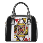 Queen Of Hearts Playing Card Print Shoulder Handbag