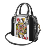 Queen Of Hearts Playing Card Print Shoulder Handbag