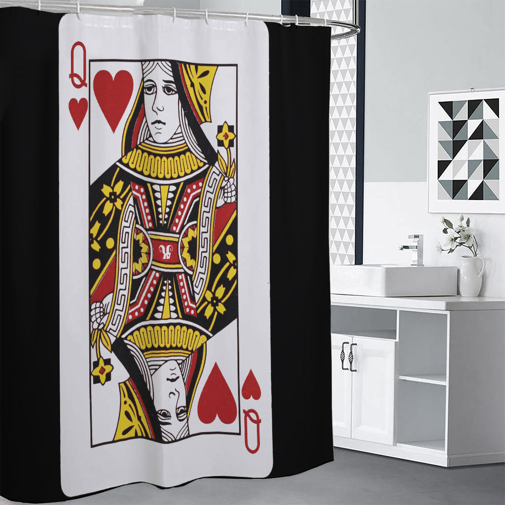 Queen Of Hearts Playing Card Print Shower Curtain
