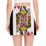 Queen Of Hearts Playing Card Print Side Slit Mini Skirt