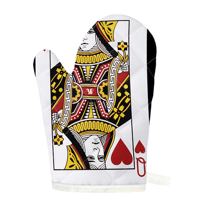 Queen Of Hearts Playing Card Print Single Oven Mitt