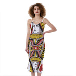 Queen Of Hearts Playing Card Print Slim Fit Midi Cami Dress