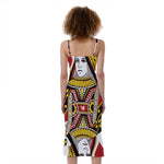 Queen Of Hearts Playing Card Print Slim Fit Midi Cami Dress