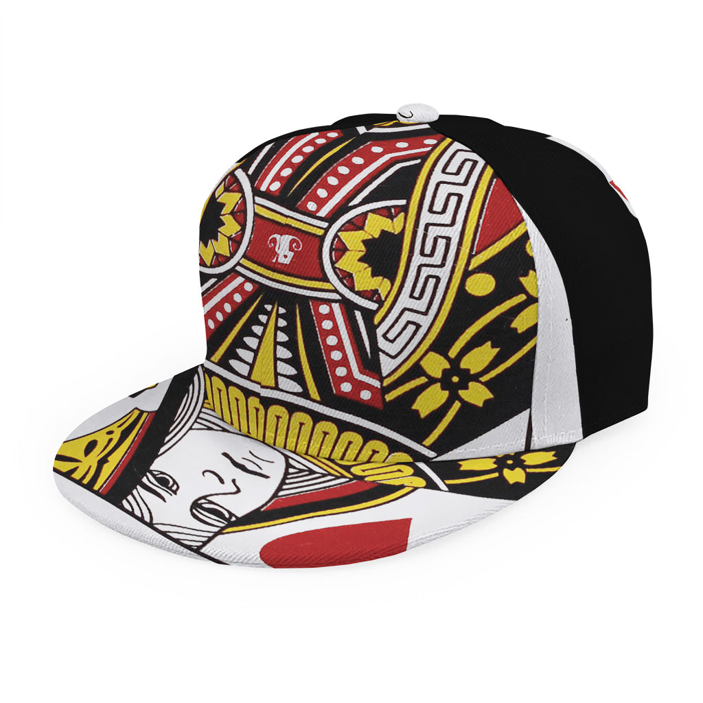 Queen Of Hearts Playing Card Print Snapback Cap