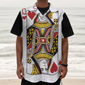 Queen Of Hearts Playing Card Print Textured Short Sleeve Shirt