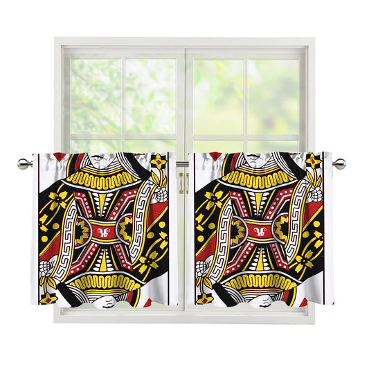 Queen Of Hearts Playing Card Print Tier Curtains