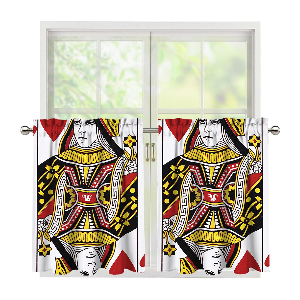 Queen Of Hearts Playing Card Print Tier Curtains