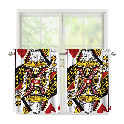 Queen Of Hearts Playing Card Print Tier Curtains