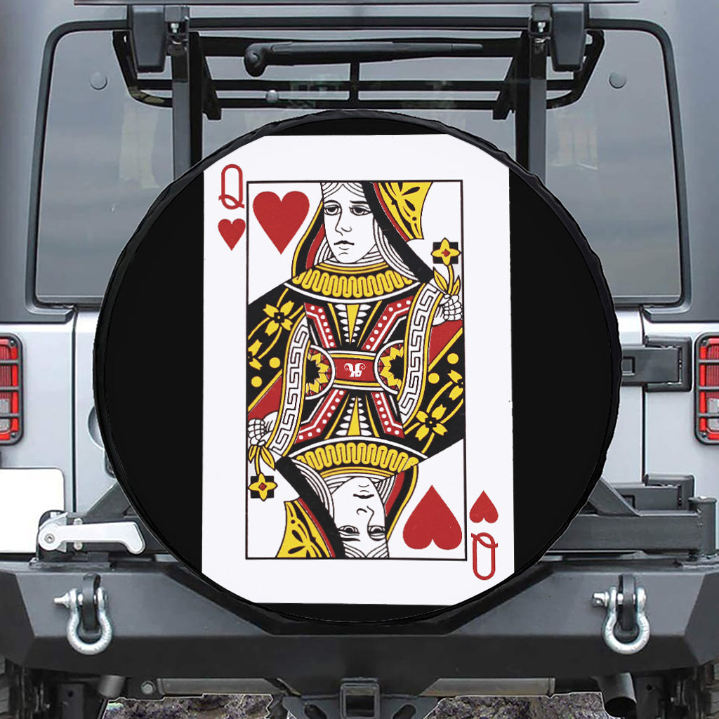 Queen Of Hearts Playing Card Print Tire Cover