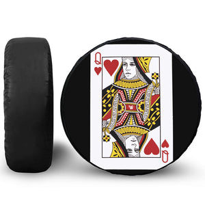 Queen Of Hearts Playing Card Print Tire Cover