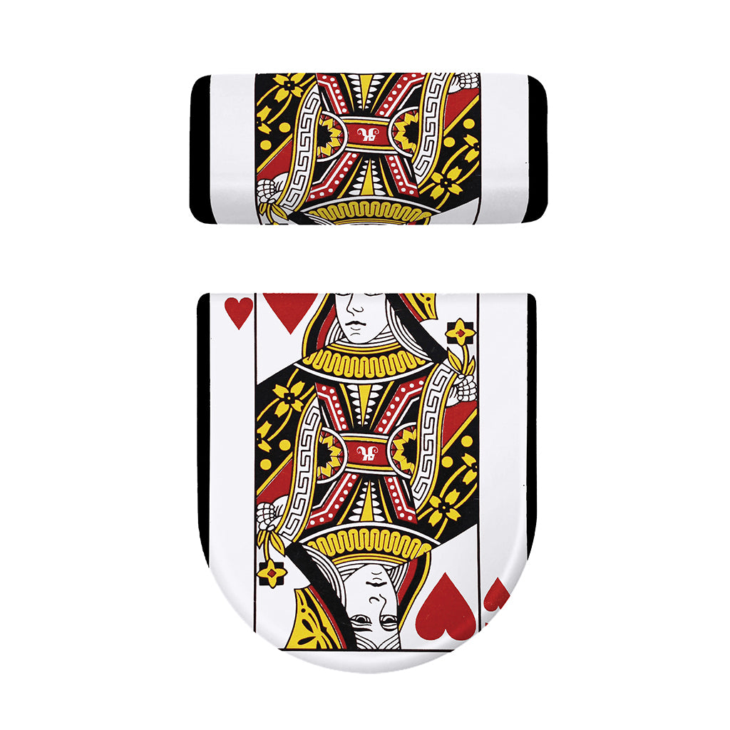 Queen Of Hearts Playing Card Print Toilet Lid And Tank Cover Set