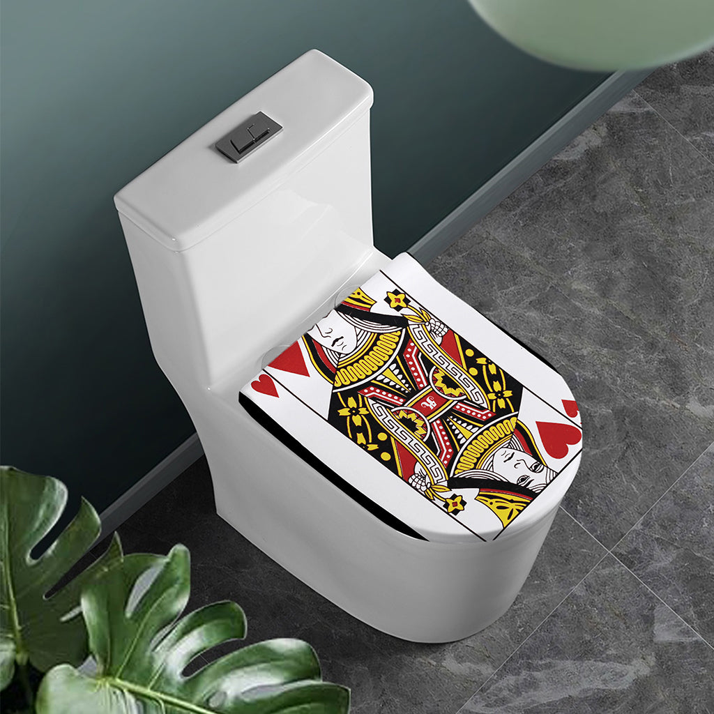 Queen Of Hearts Playing Card Print Toilet Lid Cover