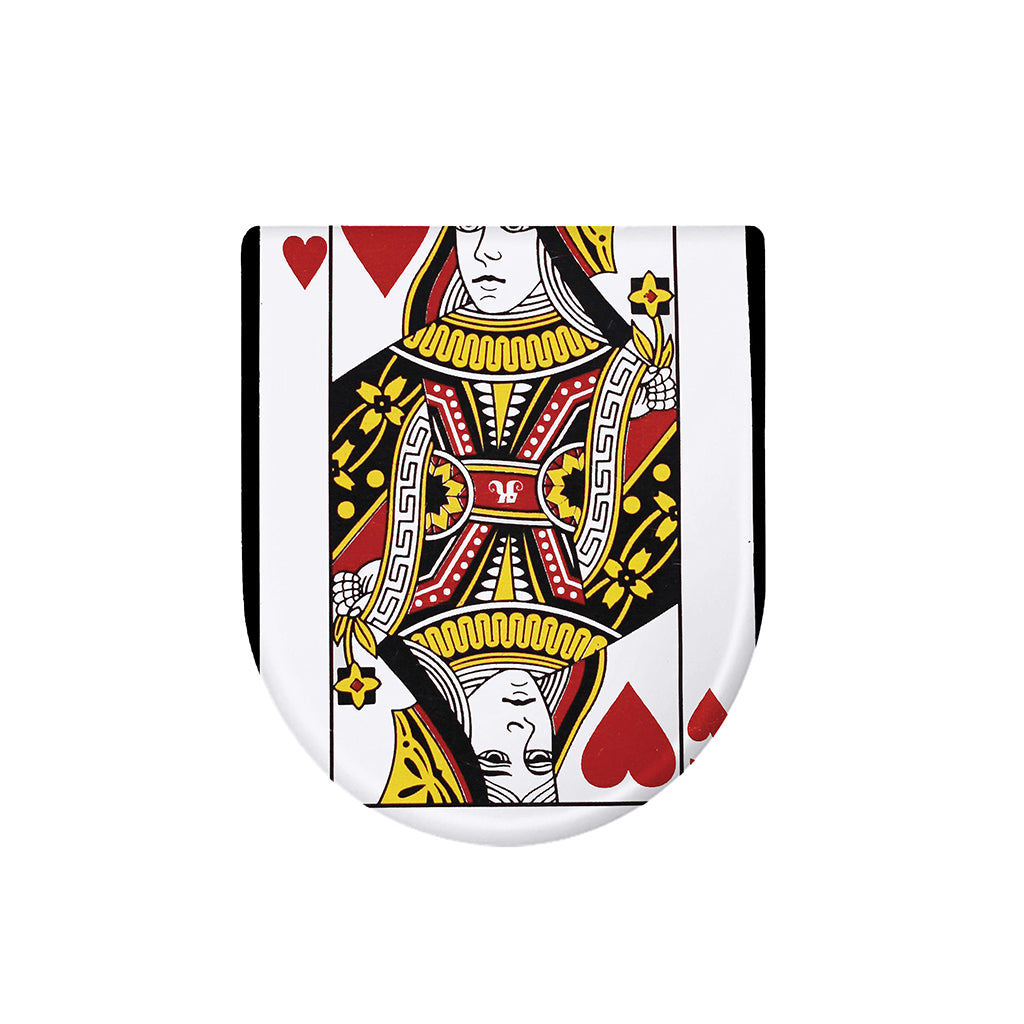 Queen Of Hearts Playing Card Print Toilet Lid Cover
