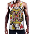 Queen Of Hearts Playing Card Print Men's Workout Tank Top
