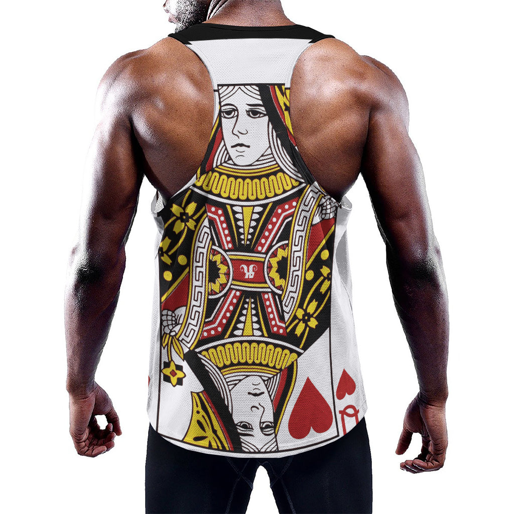 Queen Of Hearts Playing Card Print Training Tank Top
