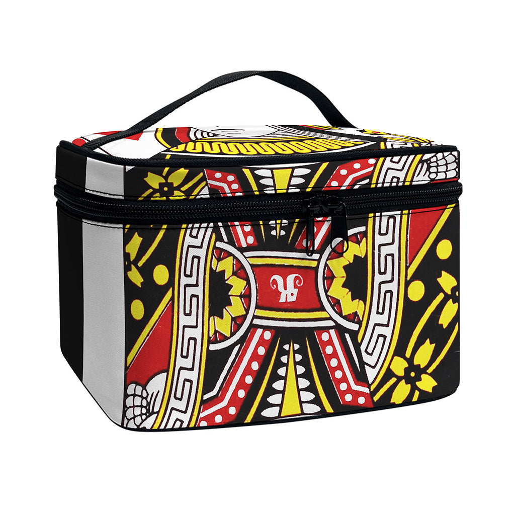 Queen Of Hearts Playing Card Print Travel Makeup Bag