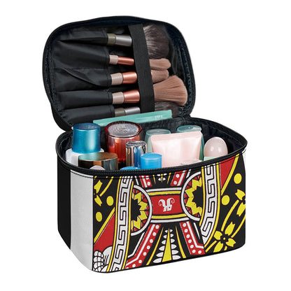 Queen Of Hearts Playing Card Print Travel Makeup Bag