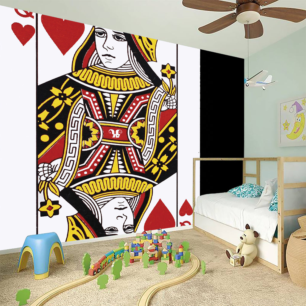 Queen Of Hearts Playing Card Print Wall Sticker