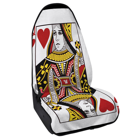 Queen Of Hearts Playing Card Print Waterproof Car Seat Cover