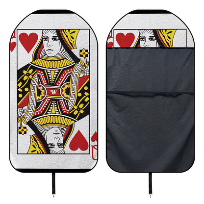 Queen Of Hearts Playing Card Print Waterproof Car Seat Cover
