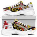 Queen Of Hearts Playing Card Print White Chunky Shoes