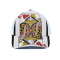 Queen Of Hearts Playing Card Print White Mesh Trucker Hat