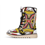 Queen Of Hearts Playing Card Print Winter Boots