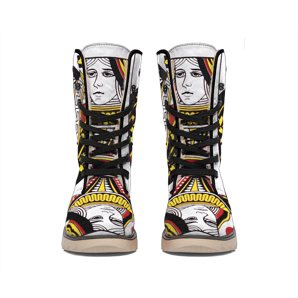 Queen Of Hearts Playing Card Print Winter Boots