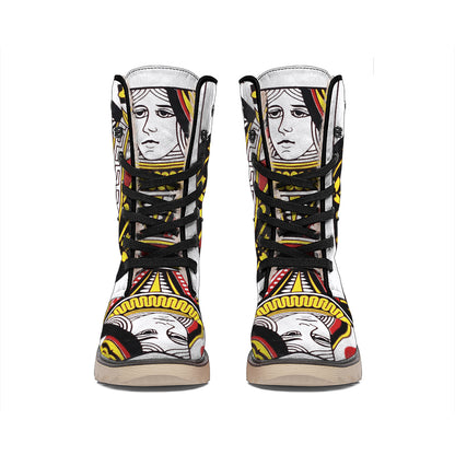 Queen Of Hearts Playing Card Print Winter Boots