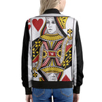 Queen Of Hearts Playing Card Print Women's Bomber Jacket