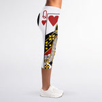 Queen Of Hearts Playing Card Print Women's Capri Leggings