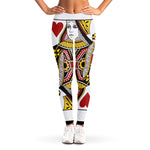 Queen Of Hearts Playing Card Print Women's Leggings