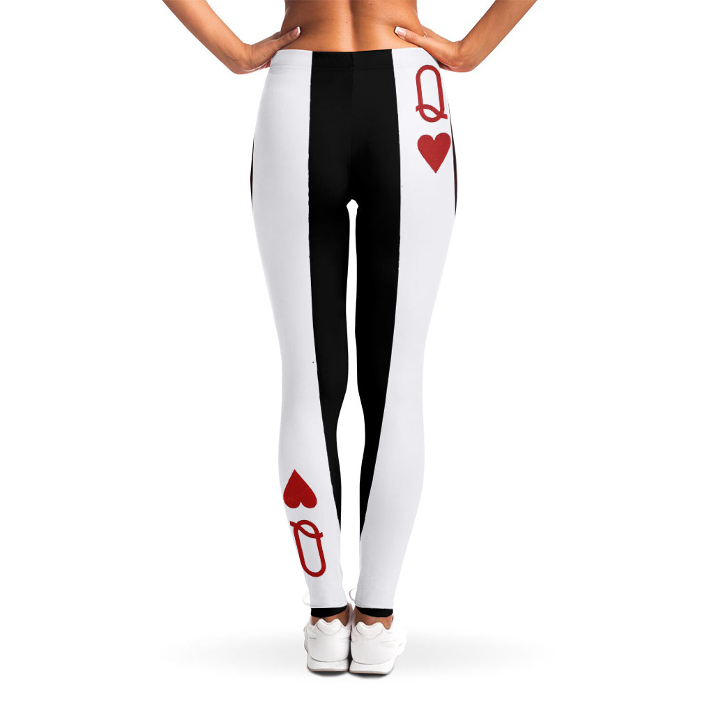 Queen Of Hearts Playing Card Print Women's Leggings