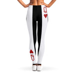 Queen Of Hearts Playing Card Print Women's Leggings
