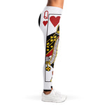Queen Of Hearts Playing Card Print Women's Leggings