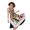 Queen Of Hearts Playing Card Print Sleeveless Knee Length Dress