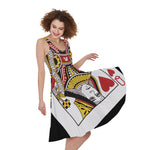Queen Of Hearts Playing Card Print Women's Sleeveless Dress
