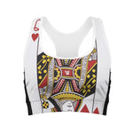 Queen Of Hearts Playing Card Print Women's Sports Bra