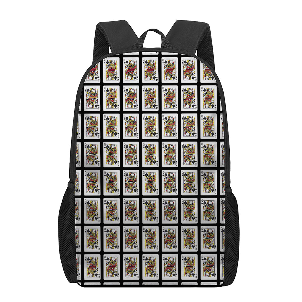 Queen Of Spades Pattern Print 17 Inch Backpack