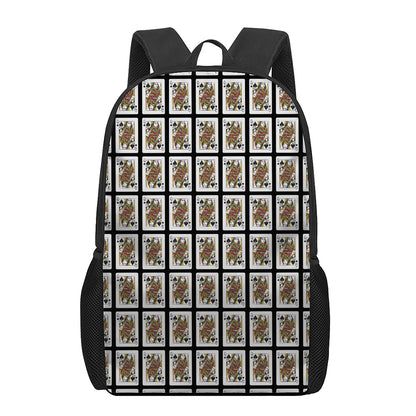 Queen Of Spades Pattern Print 17 Inch Backpack
