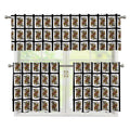 Queen Of Spades Pattern Print 3 Piece Kitchen Curtains