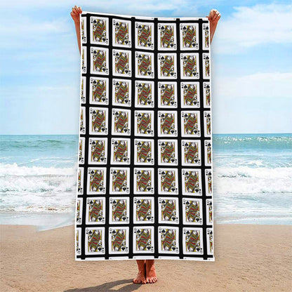 Queen Of Spades Pattern Print Beach Towel